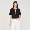 Azalee Rhinestone Cropped T-Shirt Black