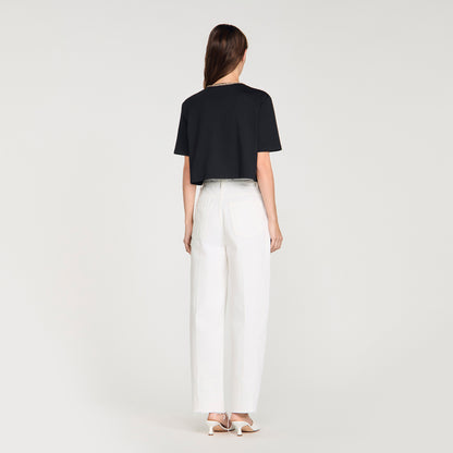 Azalee Rhinestone Cropped T-Shirt Black