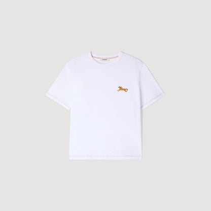 Maisie Horse Embroidery Cotton T-Shirt White