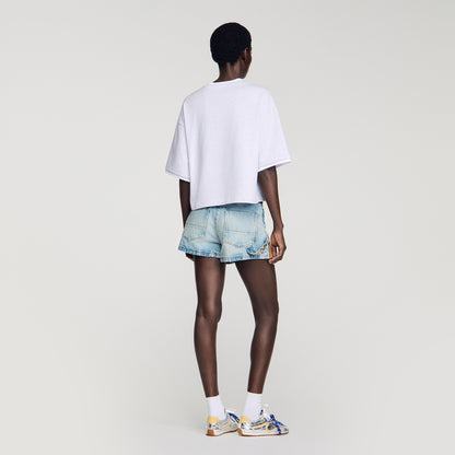 Thileo Embroidered Logo Cotton T-Shirt Grey