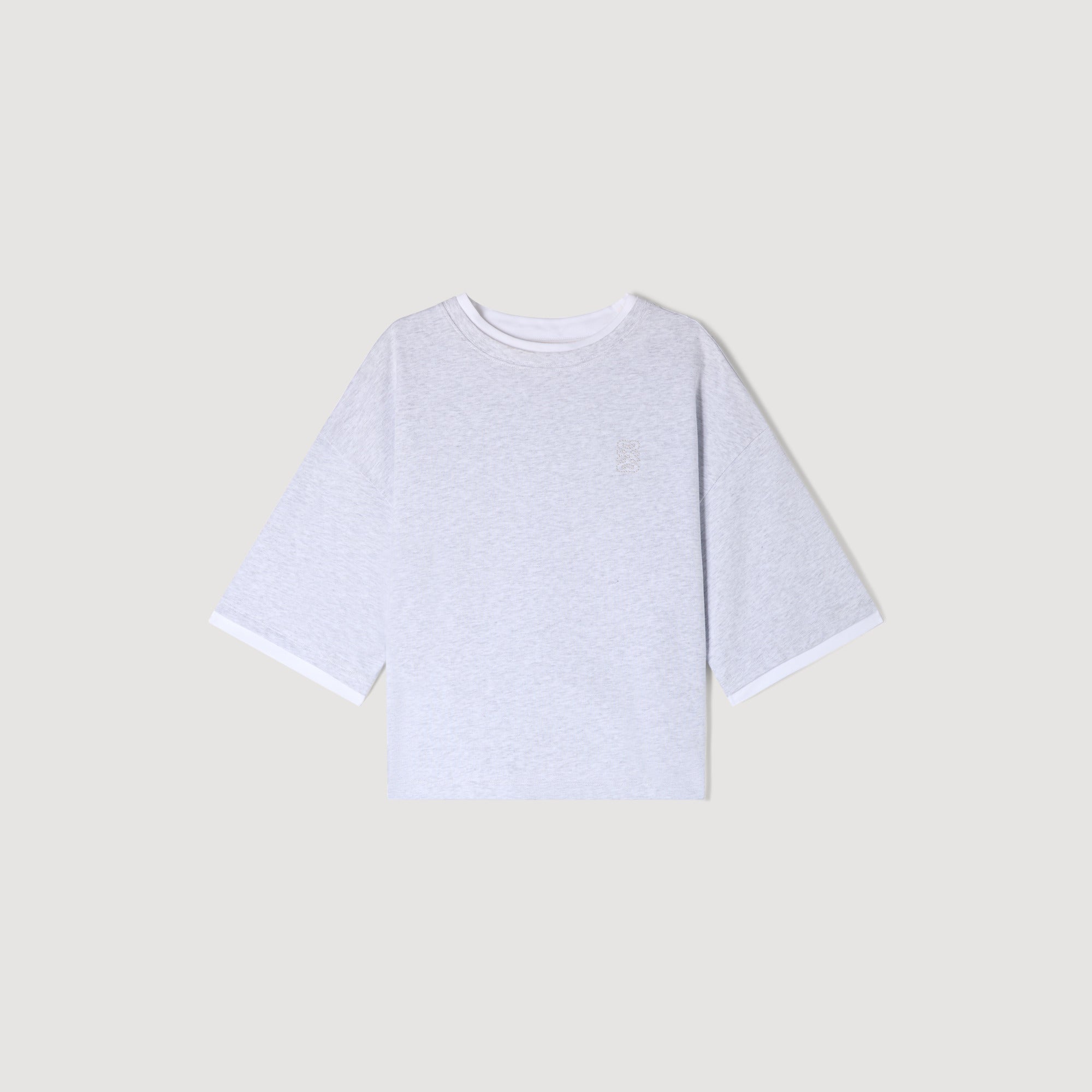 Thileo Embroidered Logo Cotton T-Shirt Grey