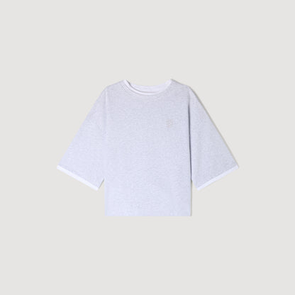 Thileo Embroidered Logo Cotton T-Shirt Grey