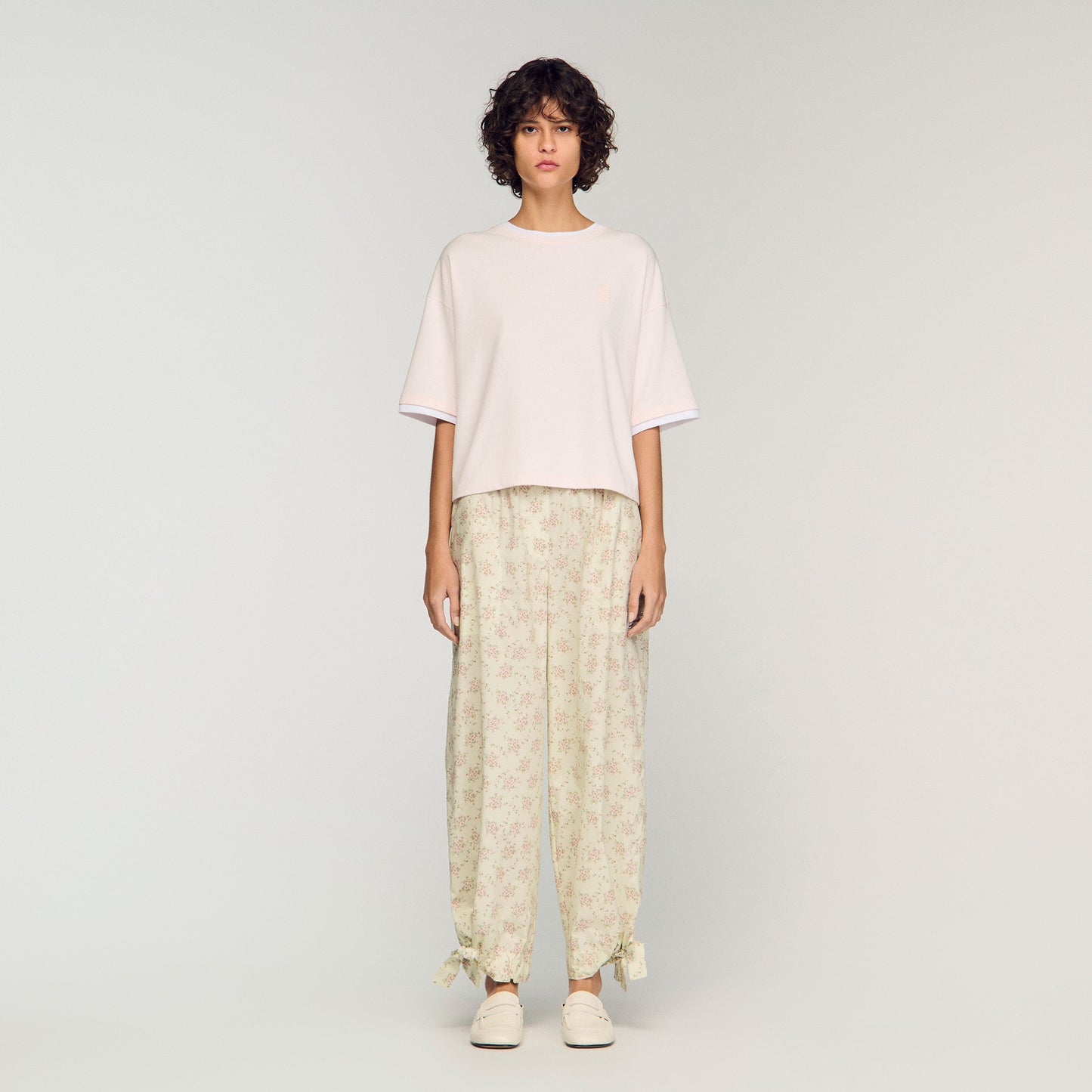 T Shirt With Contrasting Trim Light Pink