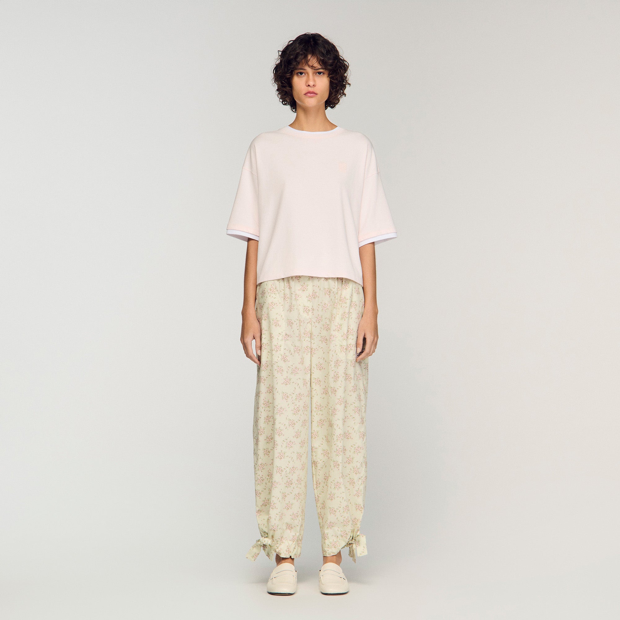 T Shirt With Contrasting Trim Light Pink