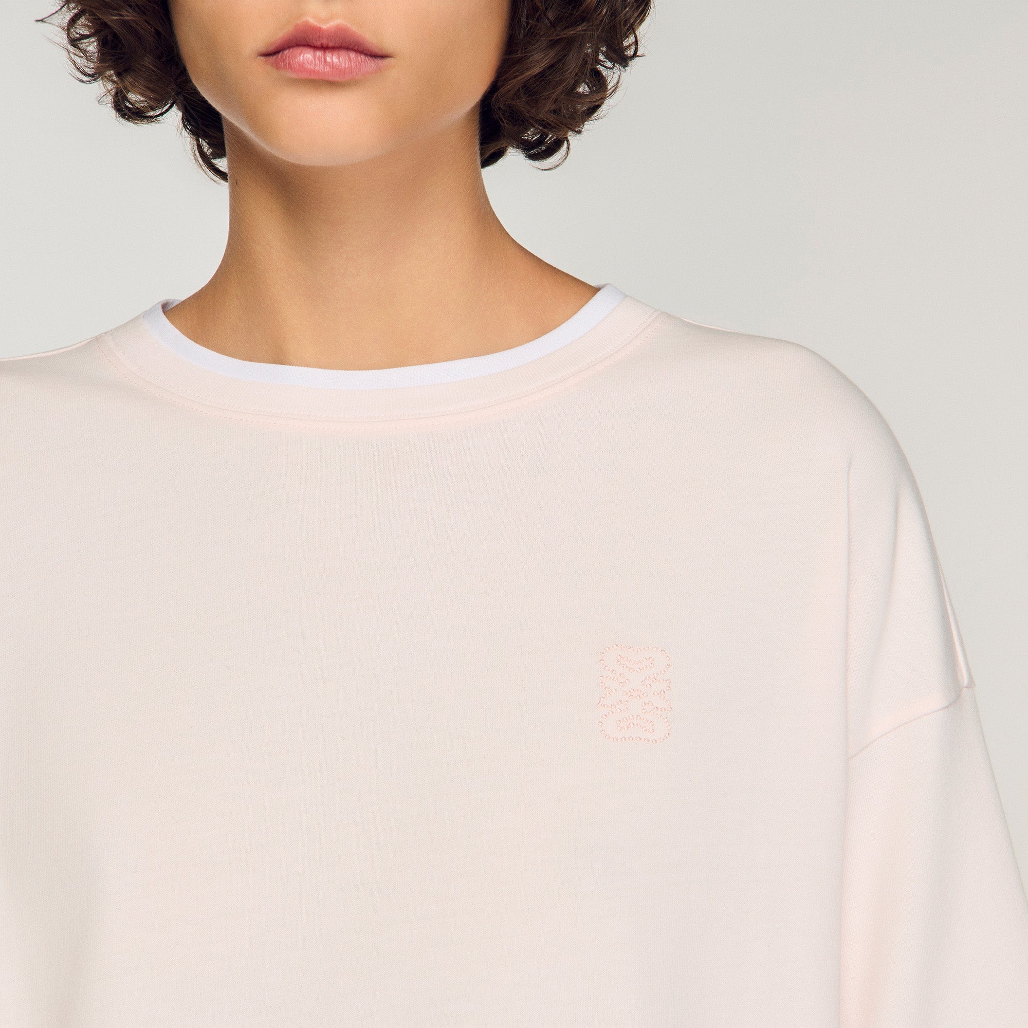 T Shirt With Contrasting Trim Light Pink