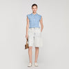 Cerise Check Smocked T-Shirt BLU / WHITE