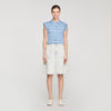 Cerise Check Smocked T-Shirt BLU / WHITE