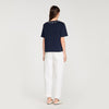 Santafe Rhinestone Openwork T-Shirt Navy Blue