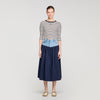 Aubin Short Striped Tee With Pearl Collar Navy Blue