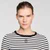 Aubin Short Striped Tee With Pearl Collar Navy Blue