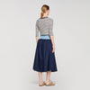 Aubin Short Striped Tee With Pearl Collar Navy Blue