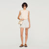 Noemi Cropped Cotton T-Shirt With Lace Ecru