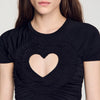Lovejoy Ruched heart cropped T-shirt Black