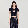 Lovejoy Ruched heart cropped T-shirt Black