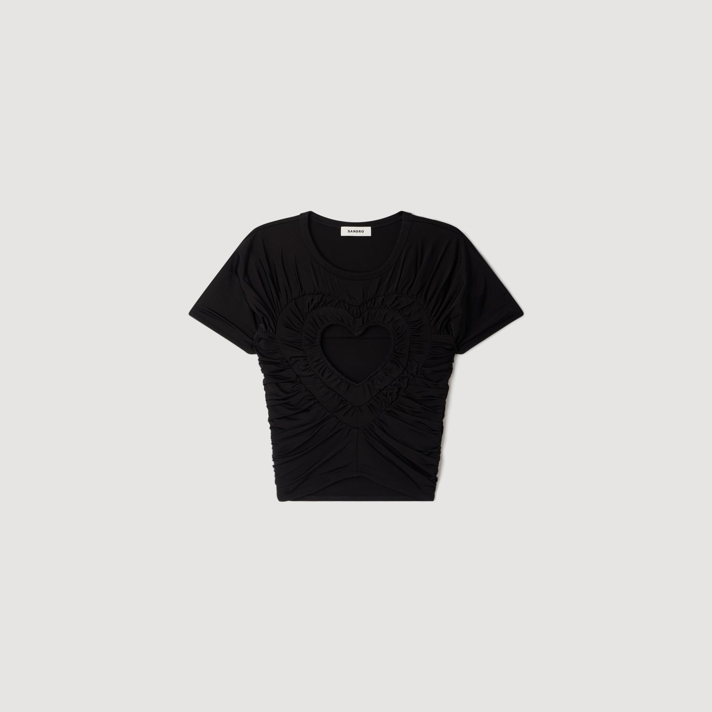 Lovejoy Ruched heart cropped T-shirt Black