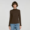 Lya Smocked T-shirt with ruffle collar Brown