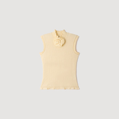 Dreamer Smocked T-shirt with flower detail Vanilla