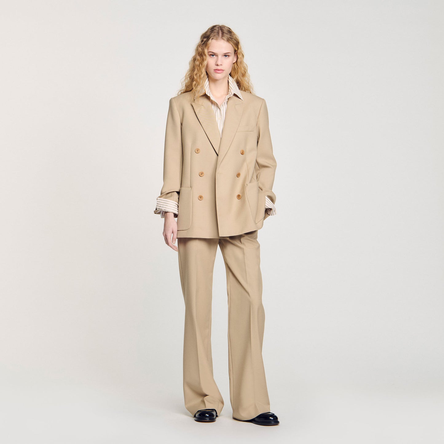 Double-Breasted Suit Jacket Sand