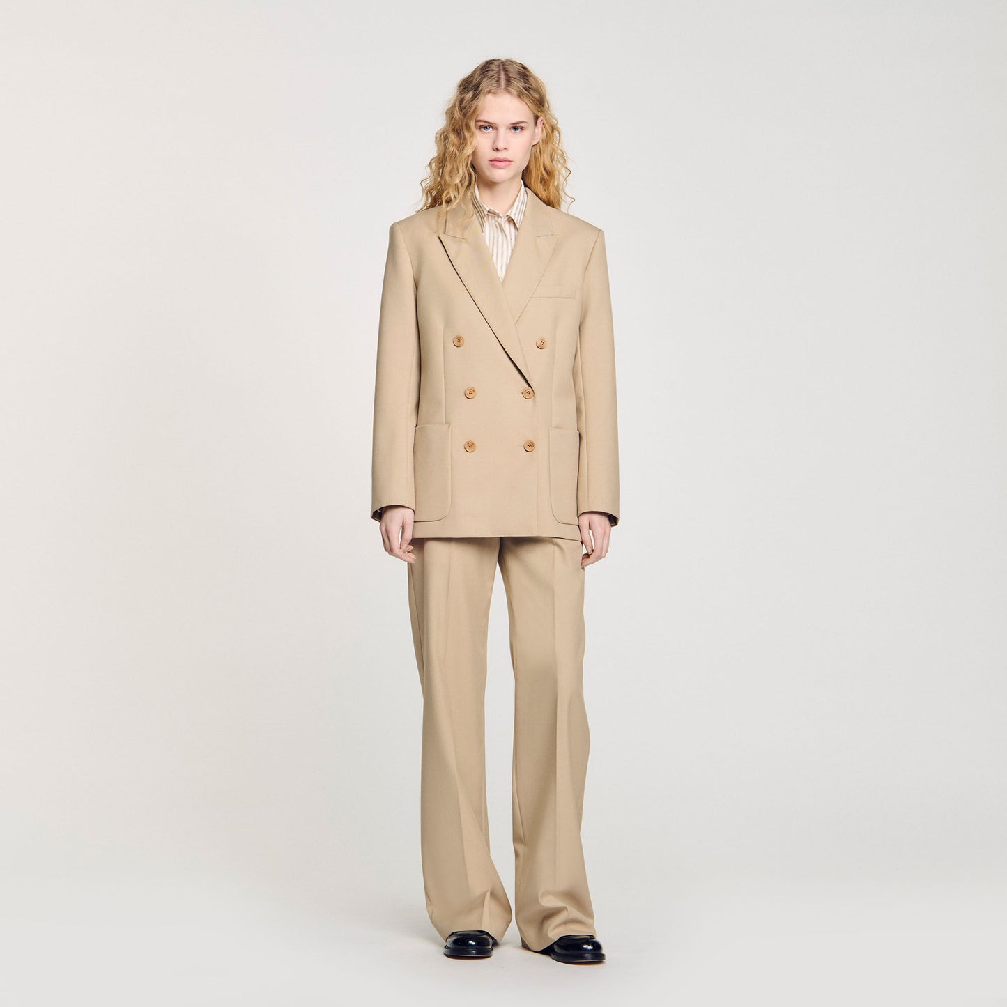 Double-Breasted Suit Jacket Sand
