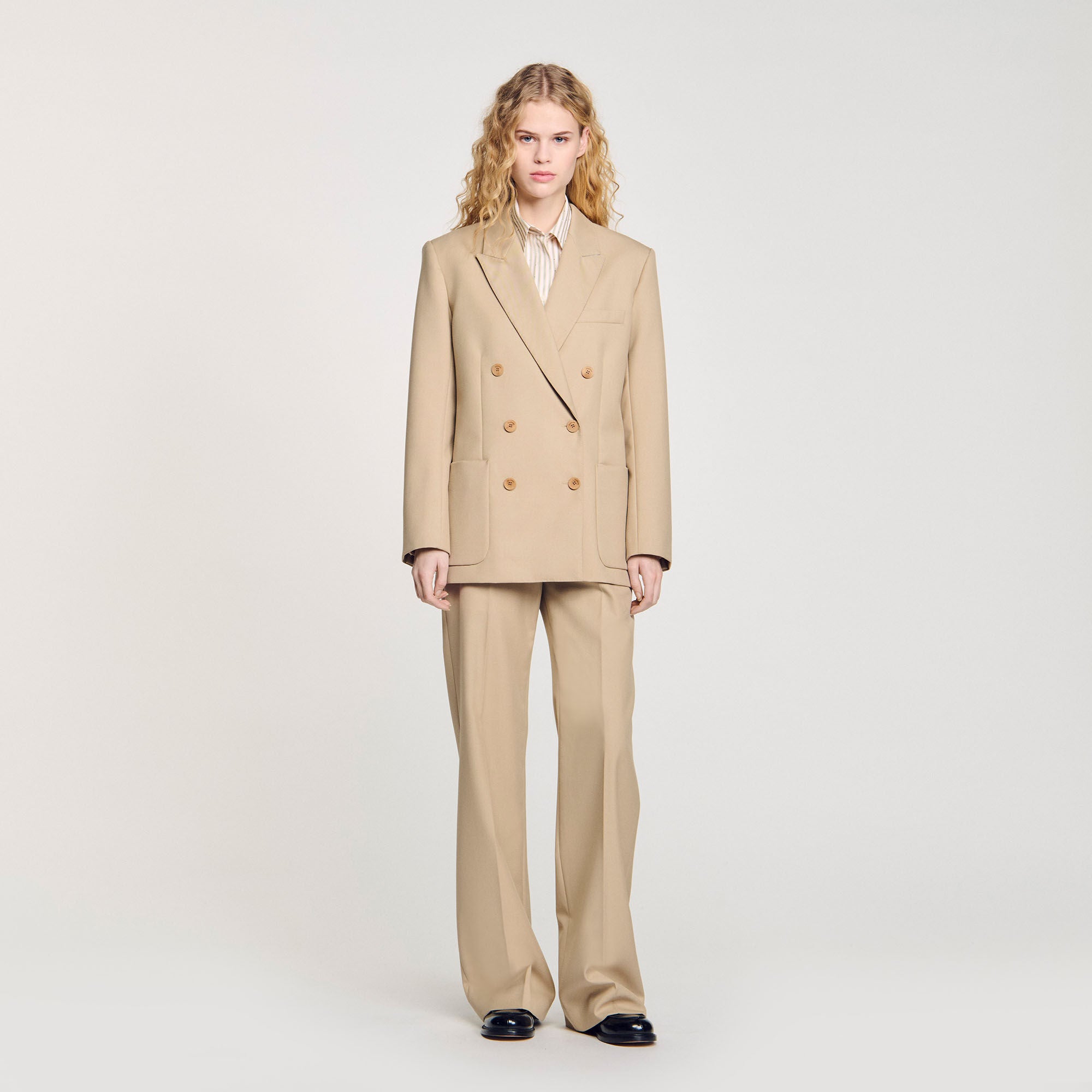 Double-Breasted Suit Jacket Sand