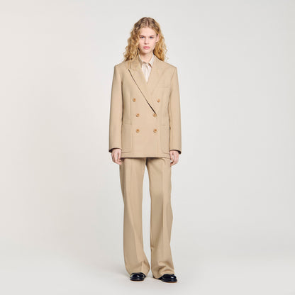 Double-Breasted Suit Jacket Sand