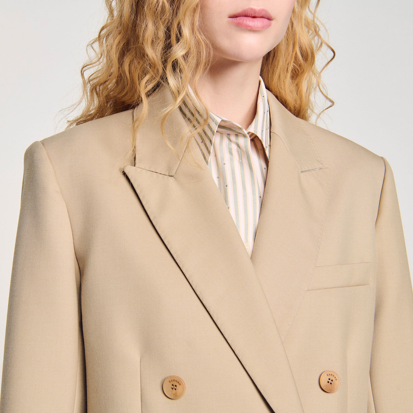 Double-Breasted Suit Jacket Sand