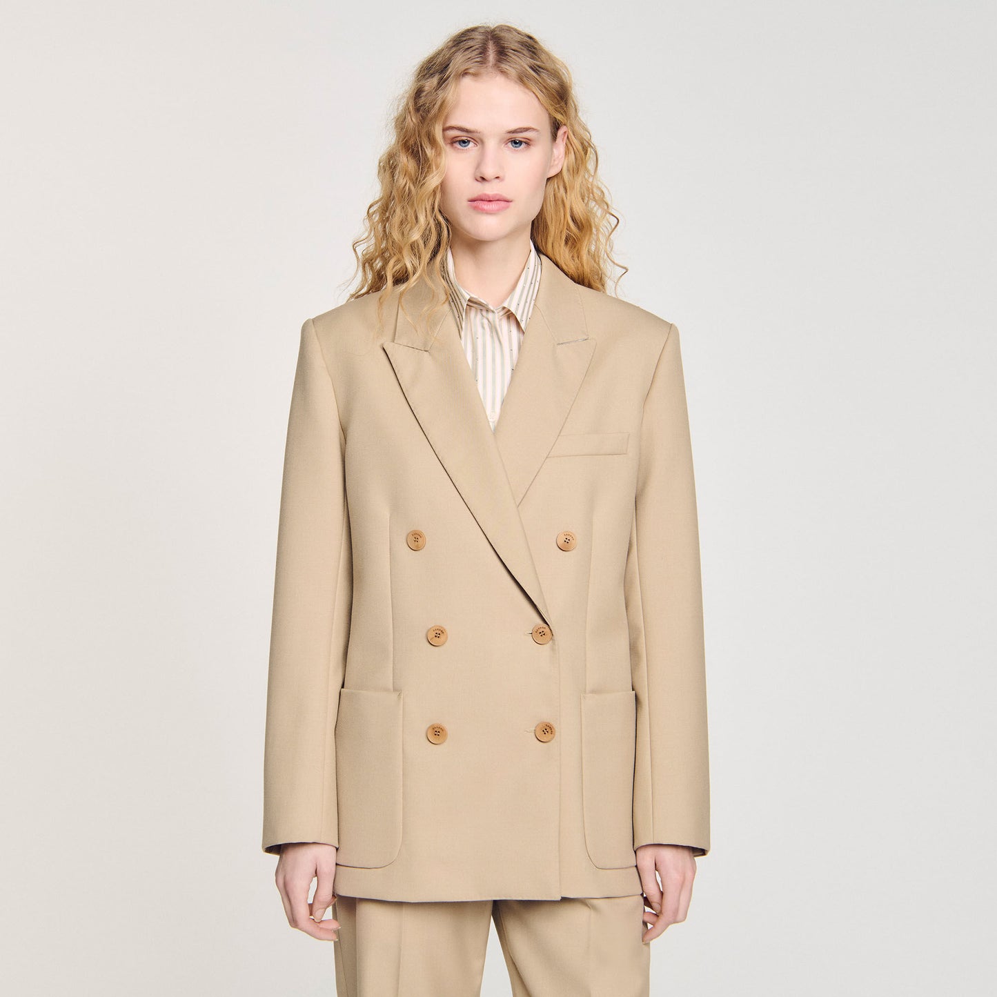 Double-Breasted Suit Jacket Sand