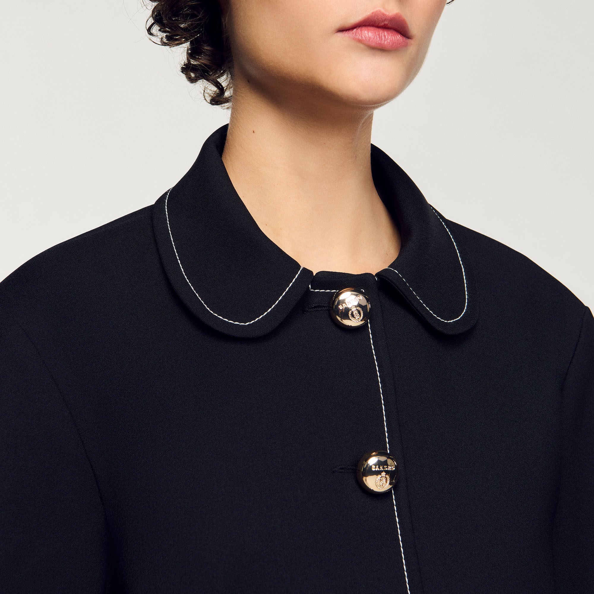 Peter Pan Collar Cropped Jacket Black
