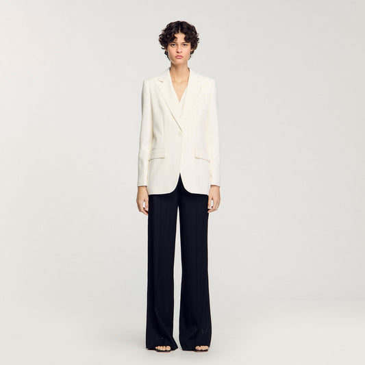 Opera Sequinned Suit Jacket Ecru
