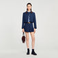 Annaig Cropped Jacket With Leather Collar Navy Blue