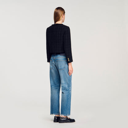 Jillora Ruffled Tweed Jacket Black