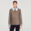 Leia Houndstooth Suit Jacket Brown