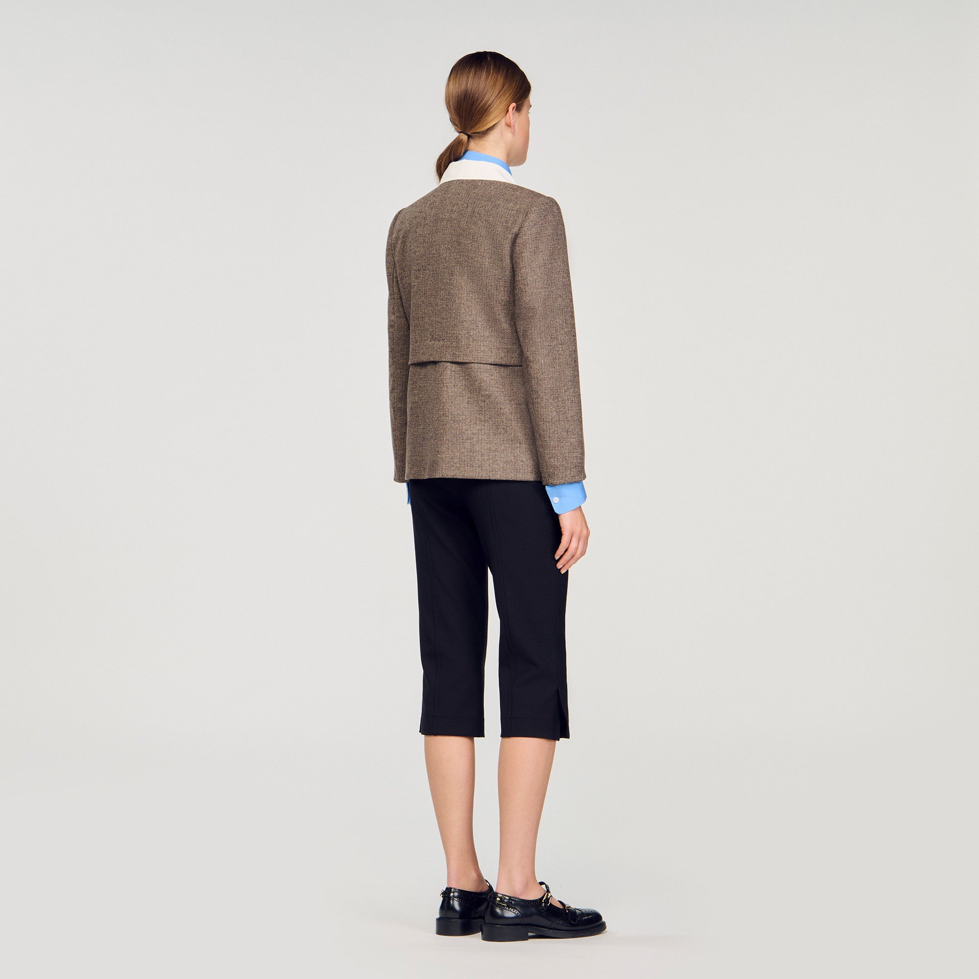 Leia Houndstooth Suit Jacket Brown