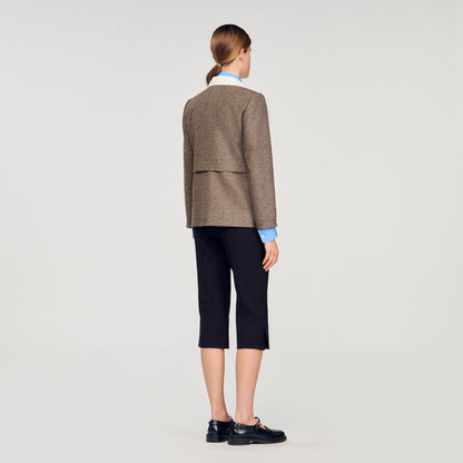 Leia Houndstooth Suit Jacket Brown