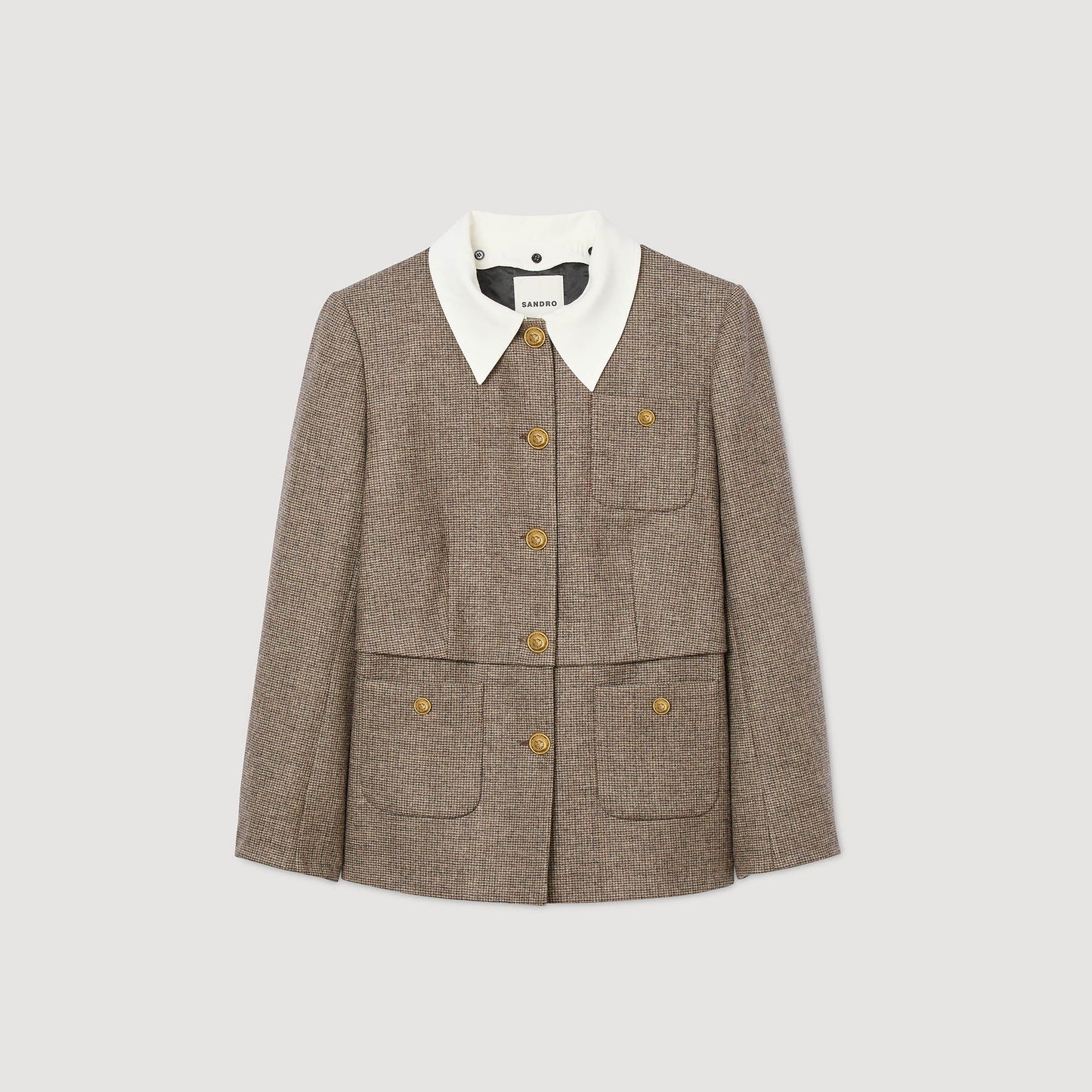 Leia Houndstooth Suit Jacket Brown
