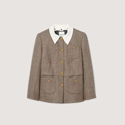 Leia Houndstooth Suit Jacket Brown