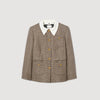 Leia Houndstooth Suit Jacket Brown