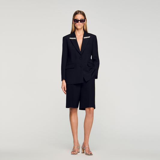 Cosmica Jacket With Rhinestone Collar Black