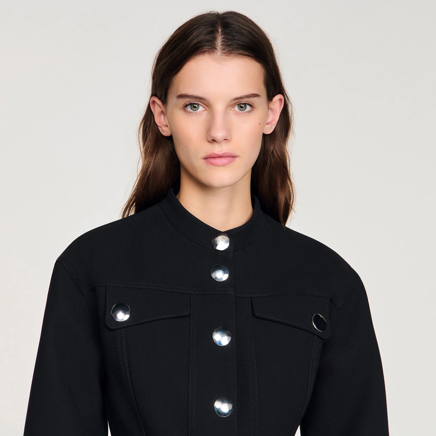 Julie Cropped Ruffled Peplum Jacket Black
