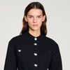 Julie Cropped Ruffled Peplum Jacket Black
