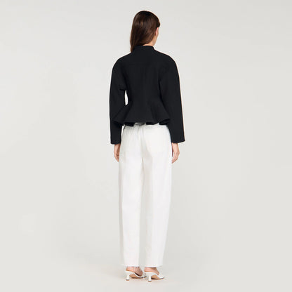 Julie Cropped Ruffled Peplum Jacket Black