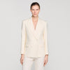 Tony Double-Breasted Suit Jacket Ecru