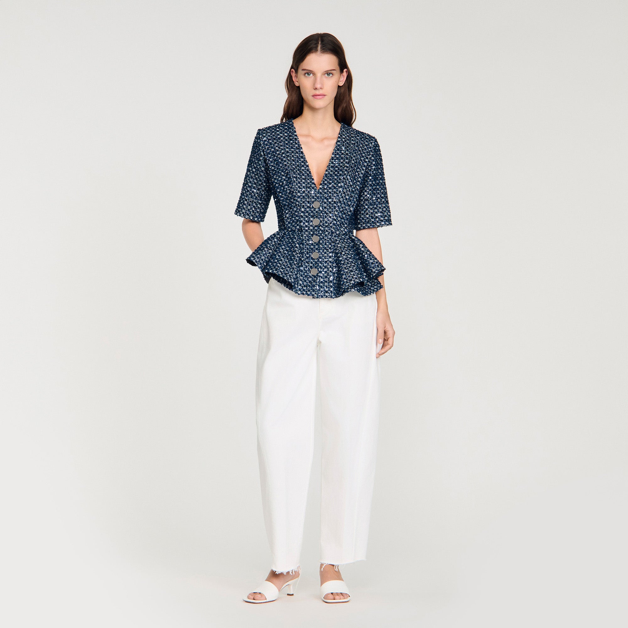 Billie Sequinned Jacket Navy Blue