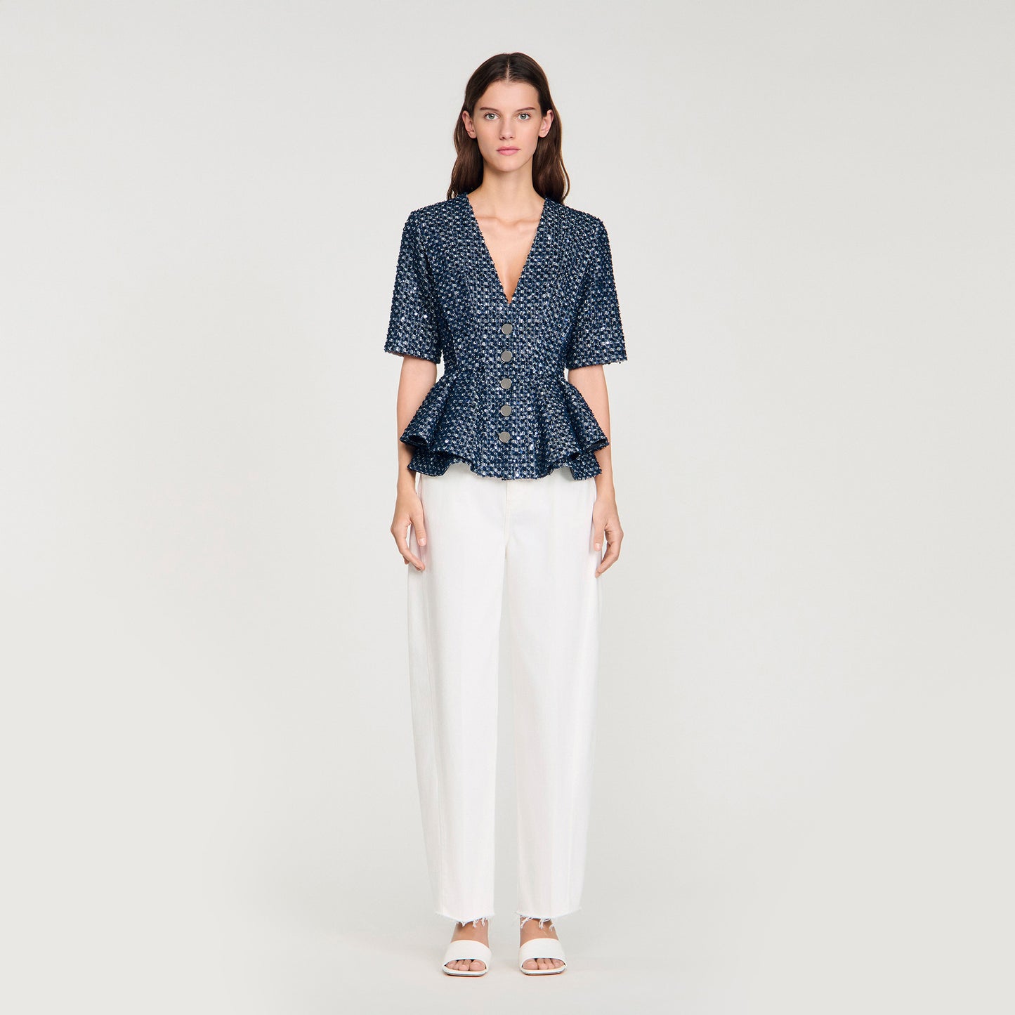 Billie Sequinned Jacket Navy Blue