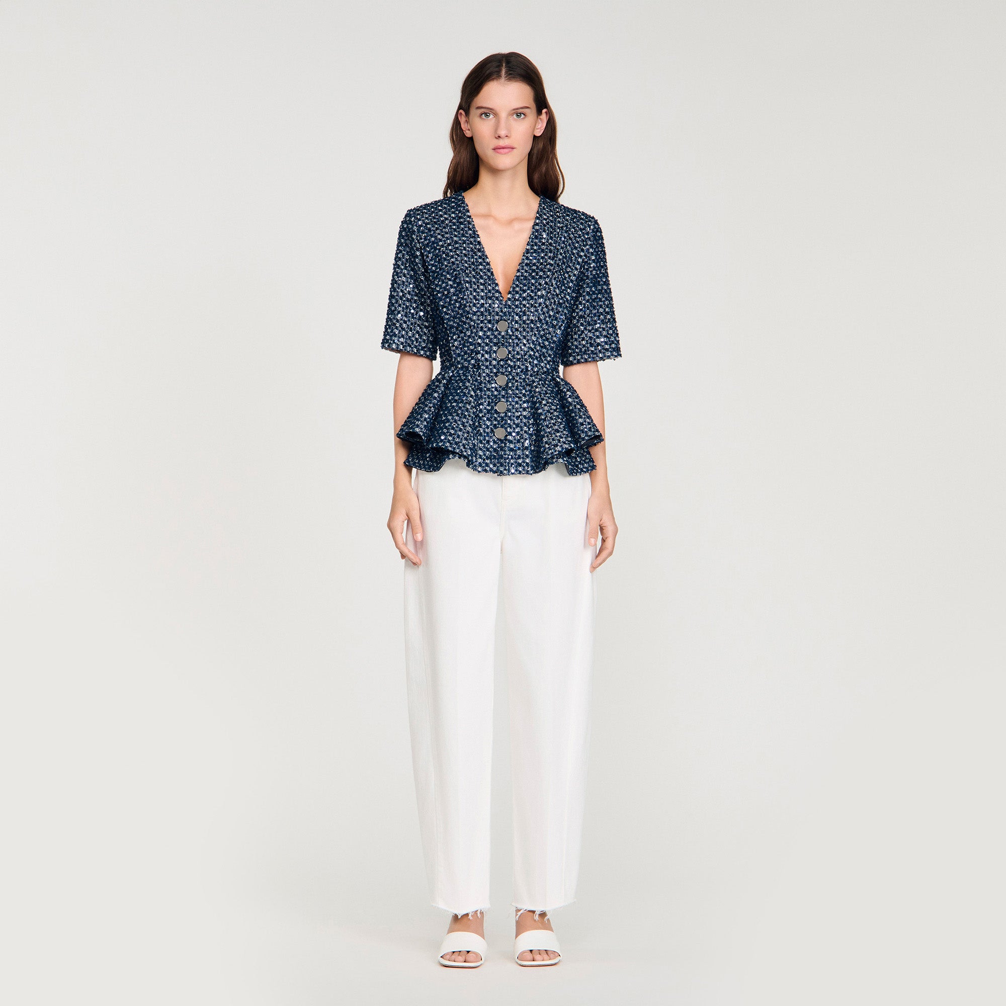 Billie Sequinned Jacket Navy Blue