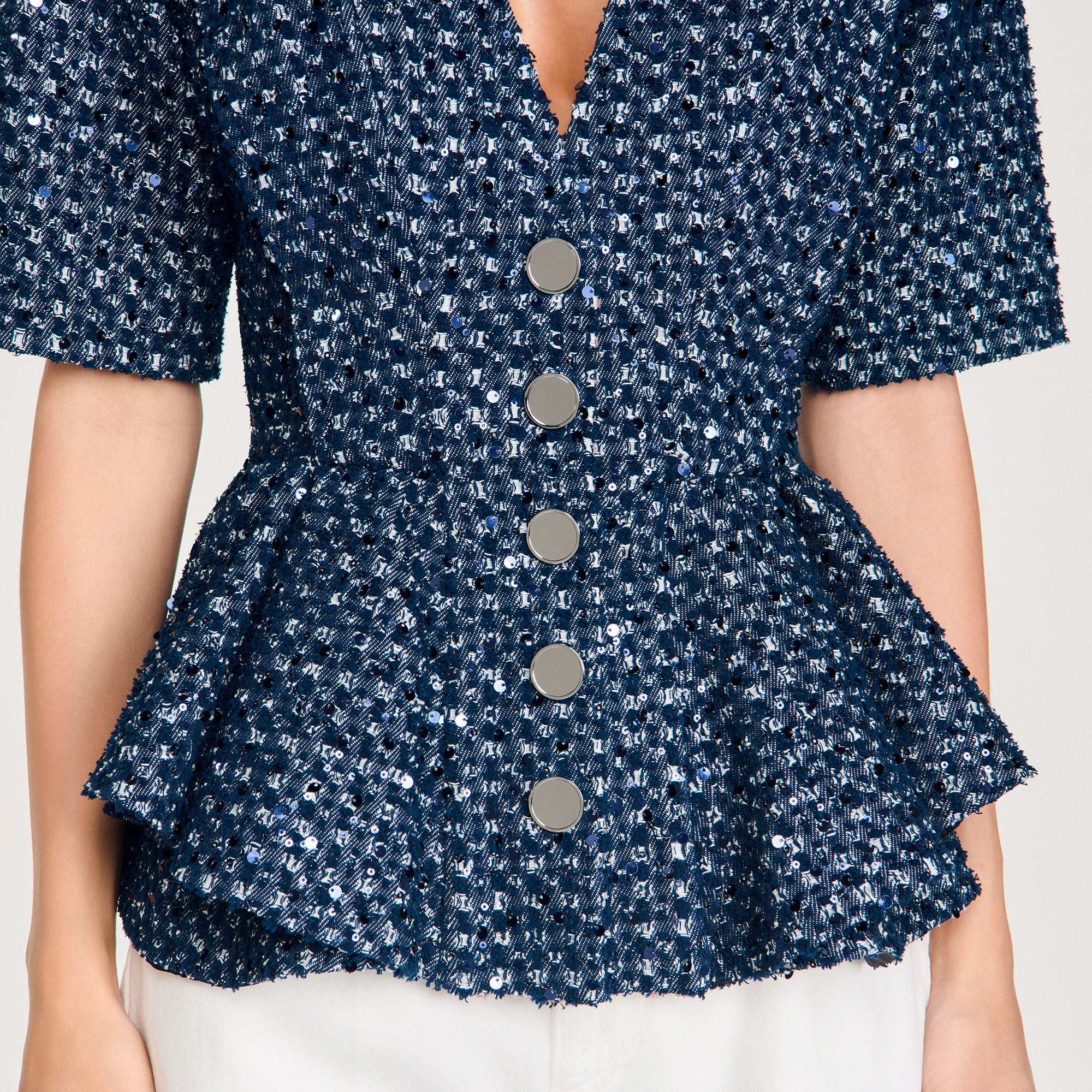 Billie Sequinned Jacket Navy Blue