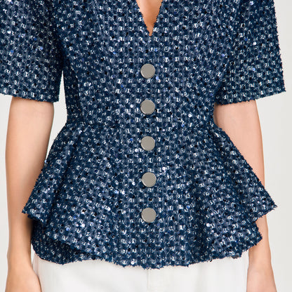 Billie Sequinned Jacket Navy Blue
