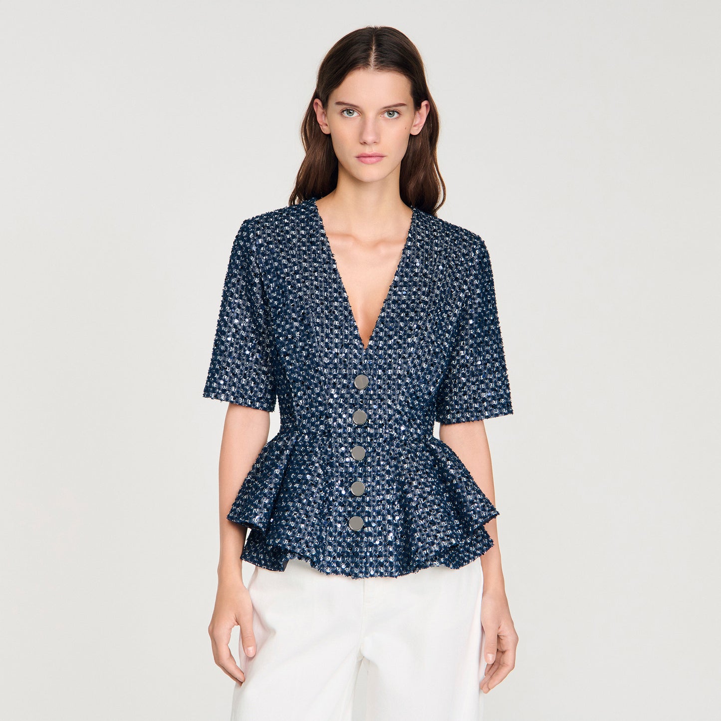 Billie Sequinned Jacket Navy Blue