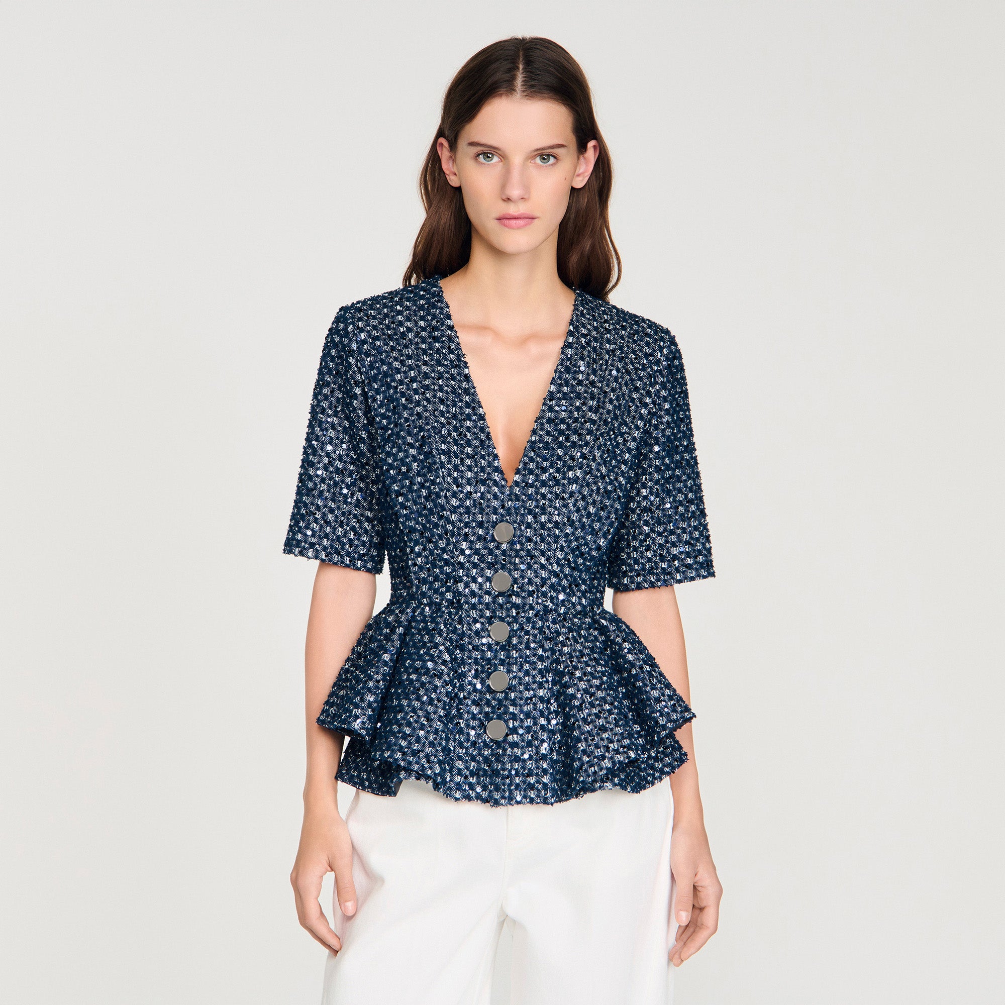 Billie Sequinned Jacket Navy Blue