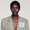 Layden Checked Wool Jacket With Brooch GREIGE